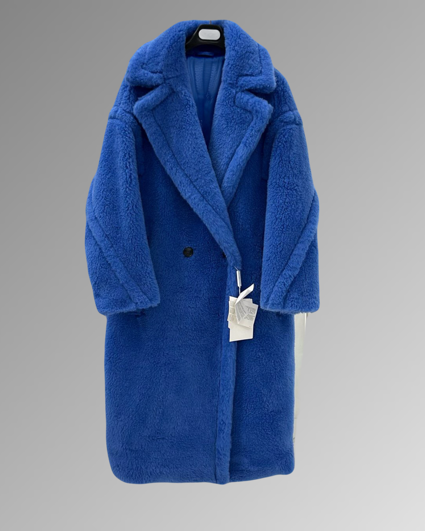 Wool Shearling Teddy Long Coat Loose fit oversized coat Blue