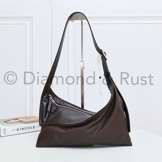 Small Zigzag Twisted Hobo Shoulder Bag # 9914 Chocolate