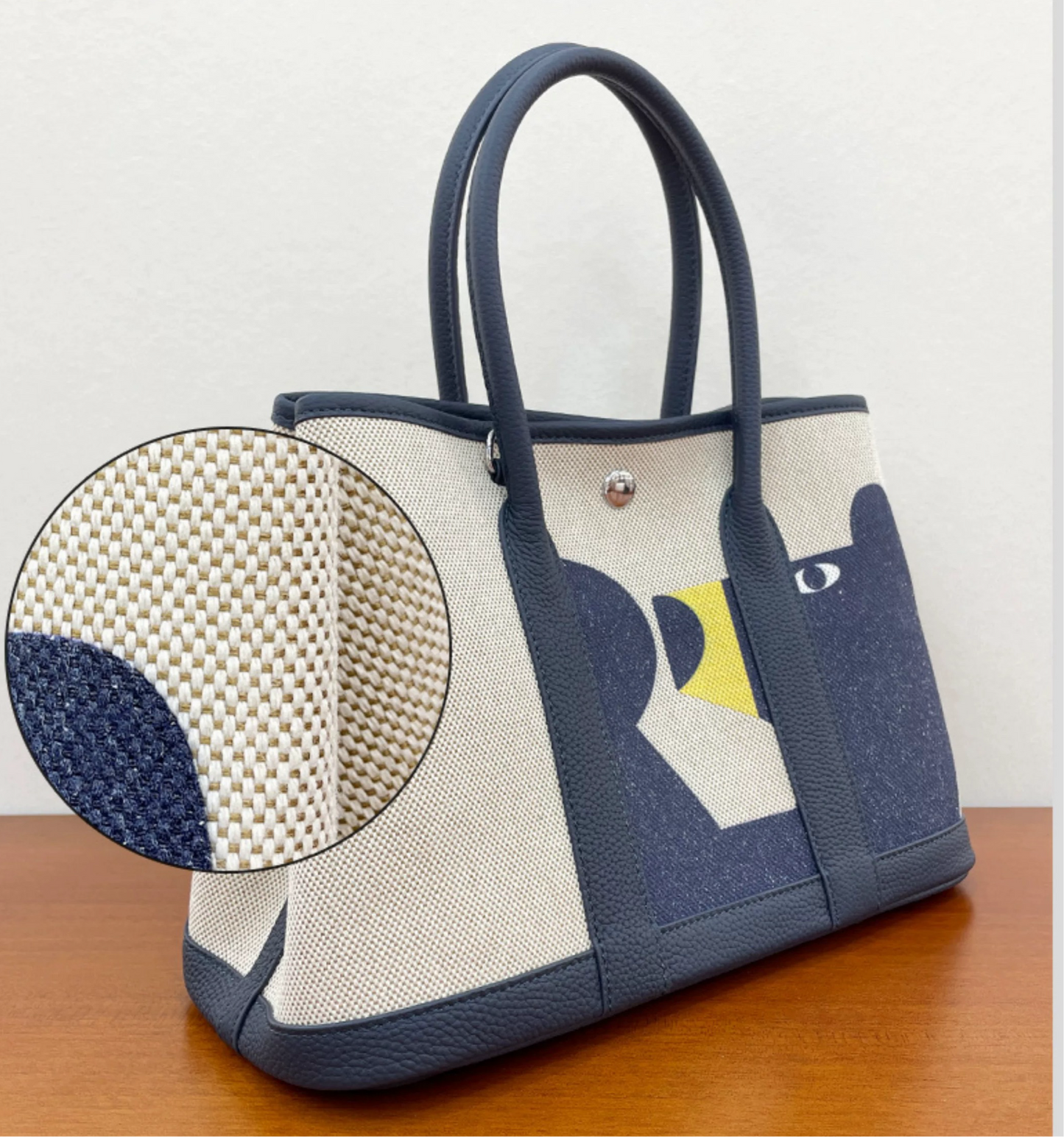 Garden Party Bag Tote Bag “Teddy” Blue/Beige