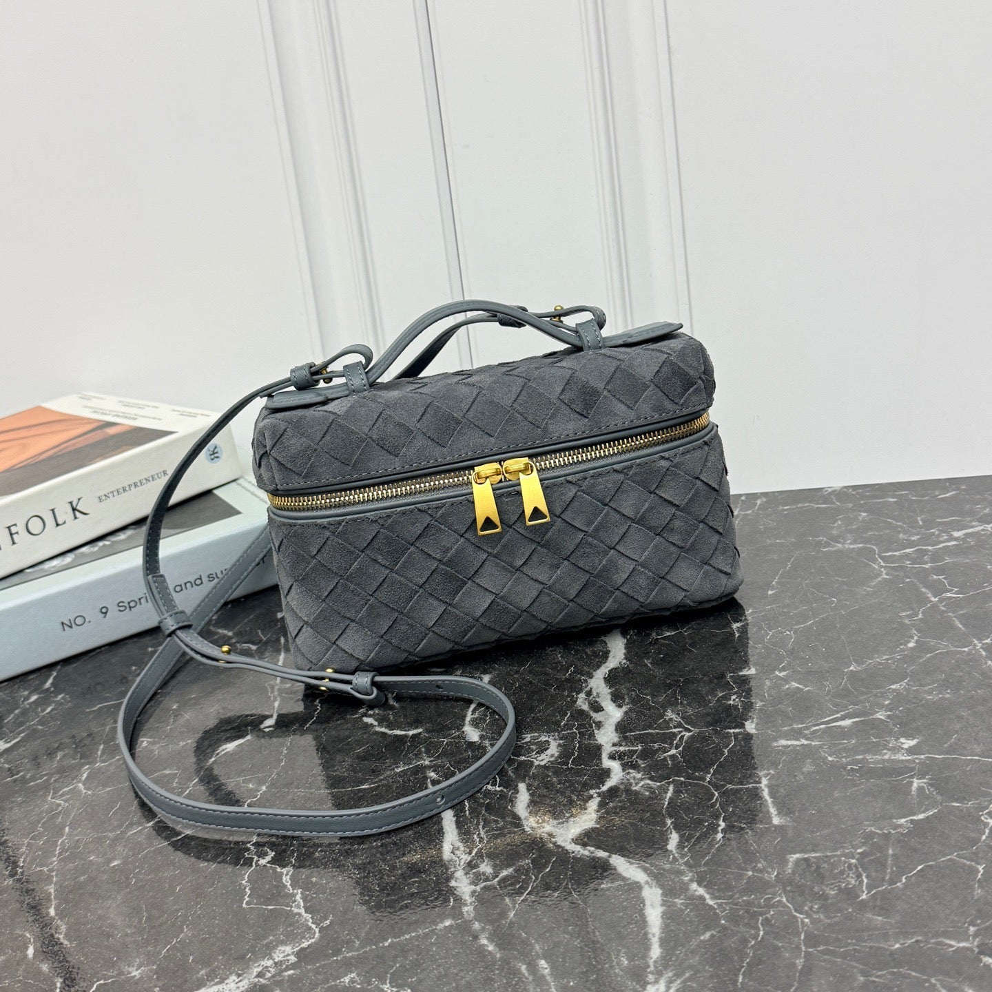 Vanity Crossbody Bag #2280 Gray Suede