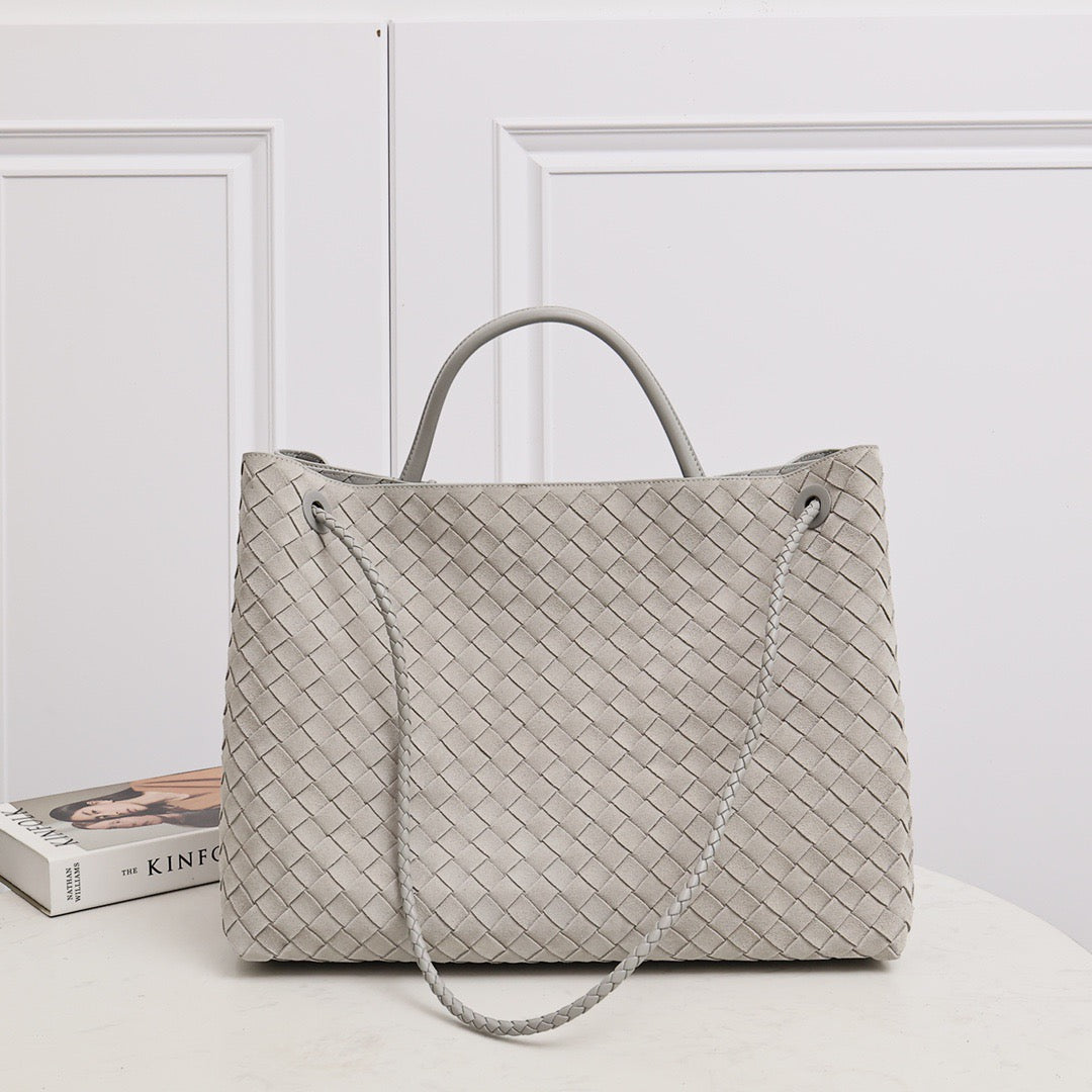 Large Andiamo Bag #2277 Silver Gray Suede