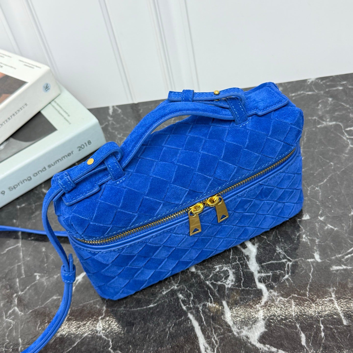 Vanity Crossbody Bag #2280 Blue Suede
