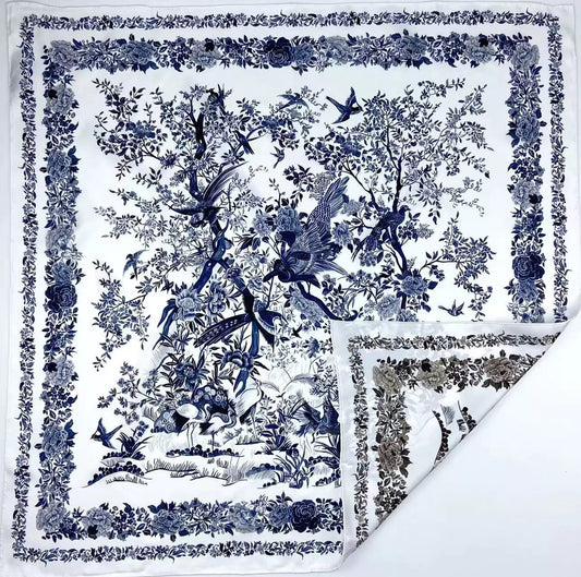 Reversible Double-Sided 100% Mulberry Silk Twill Scarf 18 momme 90cm Squre