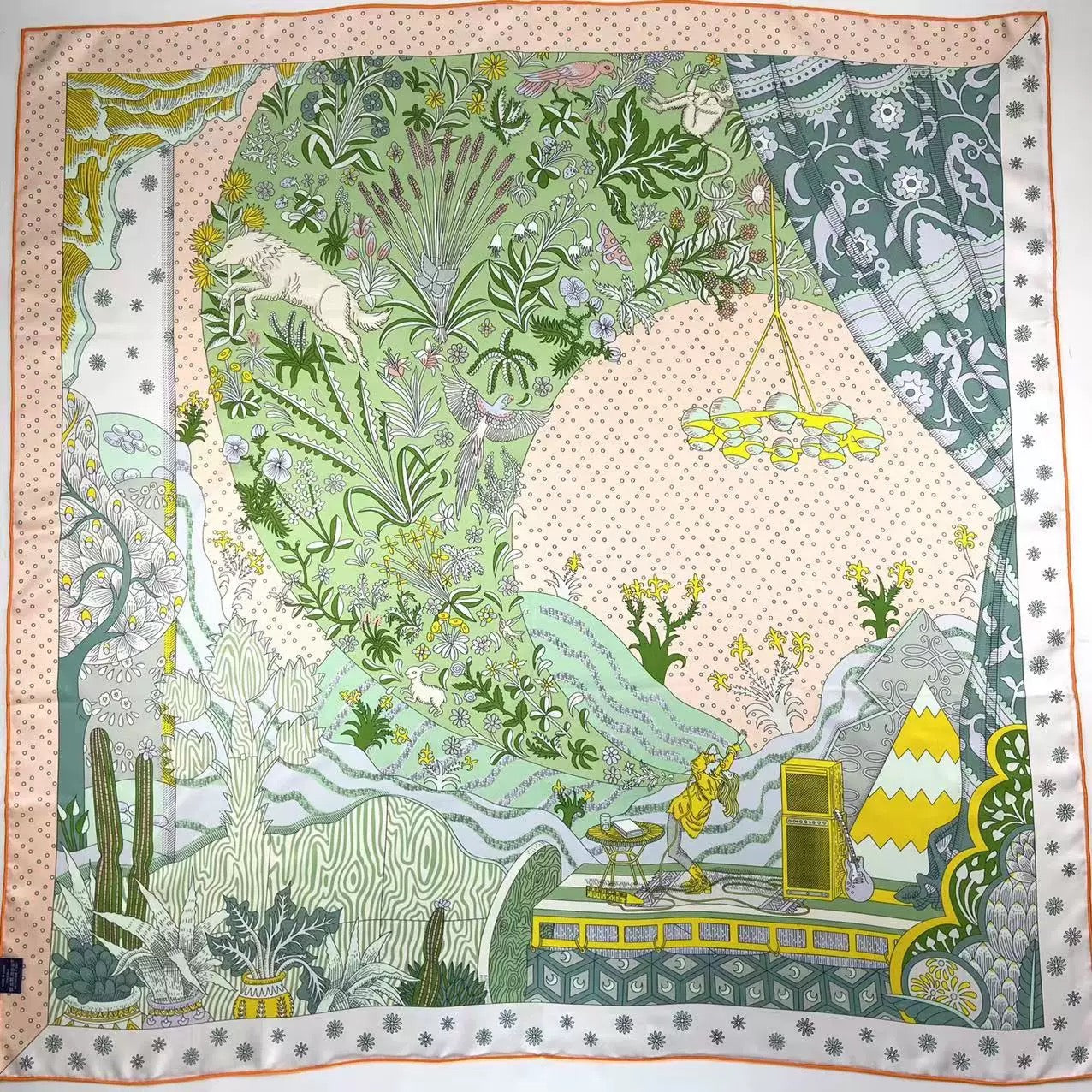 Double-Sided Two-Tone Twill Silk Scarf 16 Momme 100% Mulberry Silk, 110cm Large Square Wrap Shawl