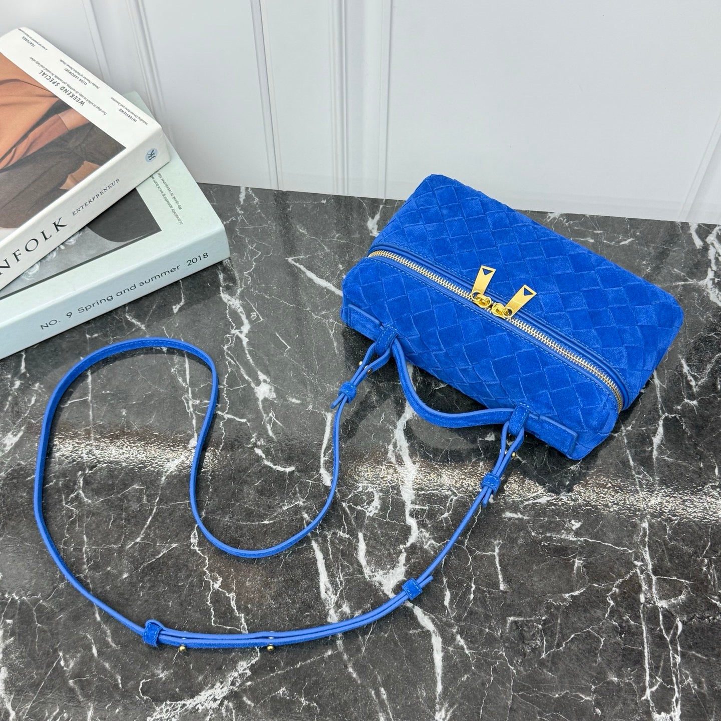 Vanity Crossbody Bag #2280 Blue Suede