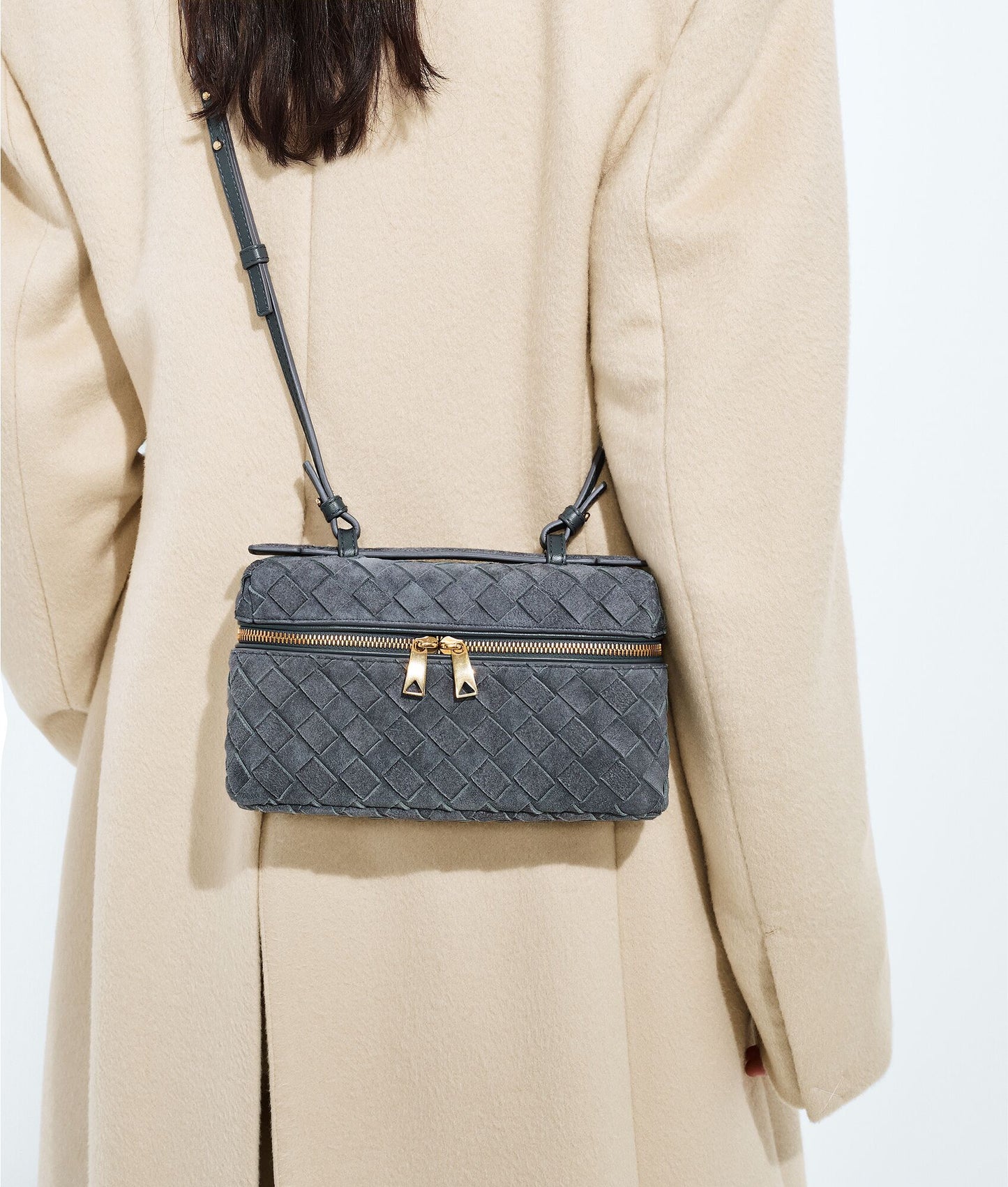 Vanity Crossbody Bag #2280 Gray Suede