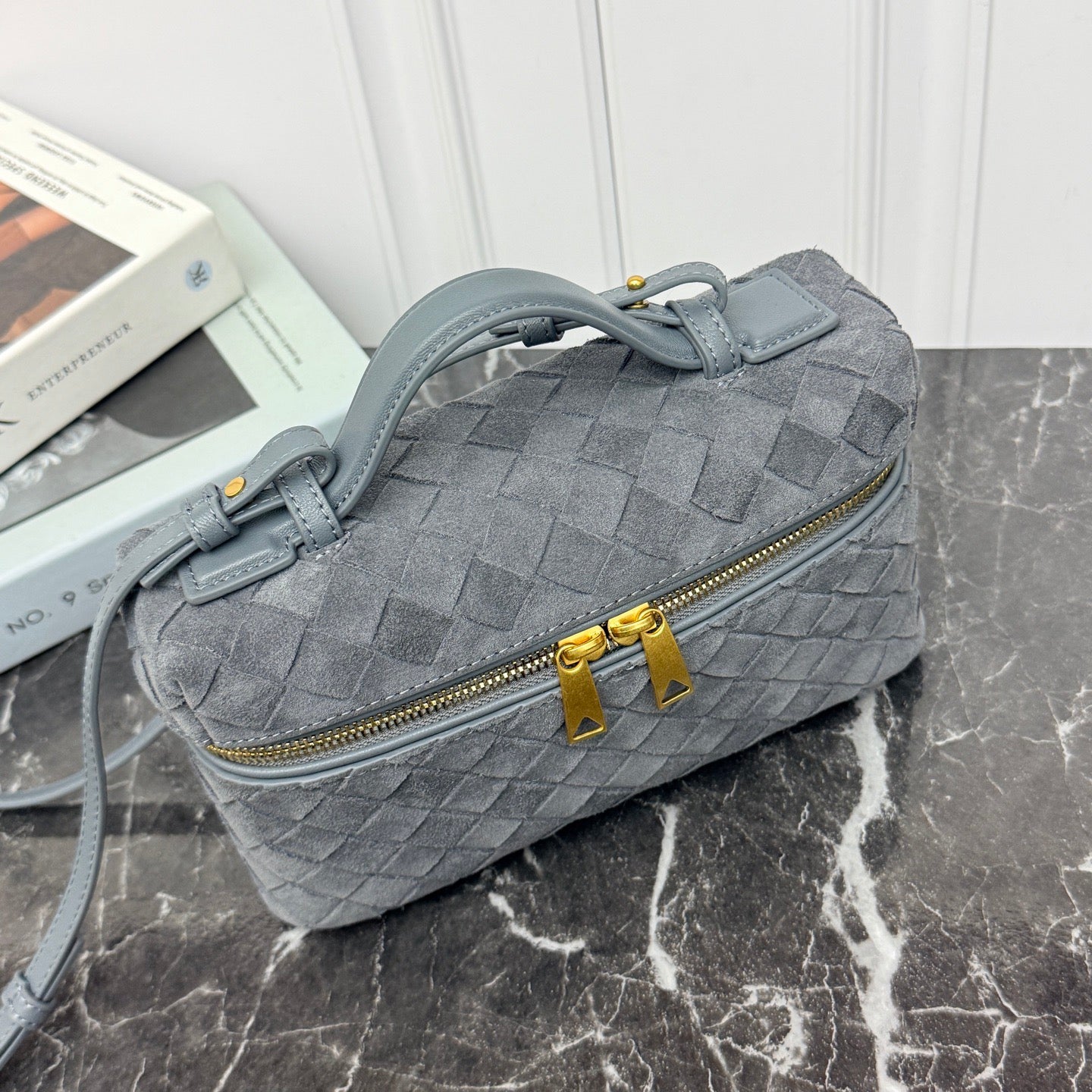 Vanity Crossbody Bag #2280 Gray Suede