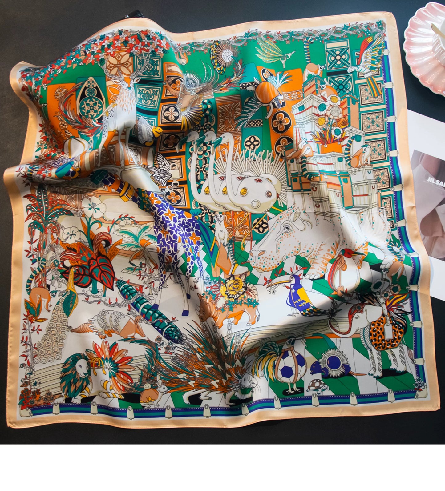 Pure Mulberry Silk Scarf – Lightweight 12 Momme Crepe, 70cm Square