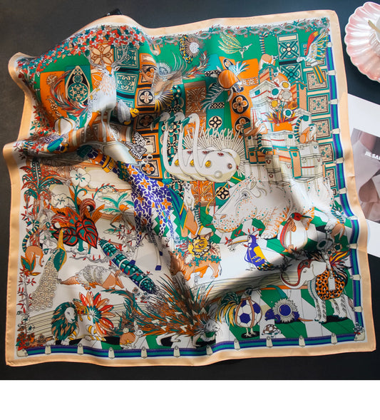Pure Mulberry Silk Scarf – Lightweight 12 Momme Crepe, 70cm Square