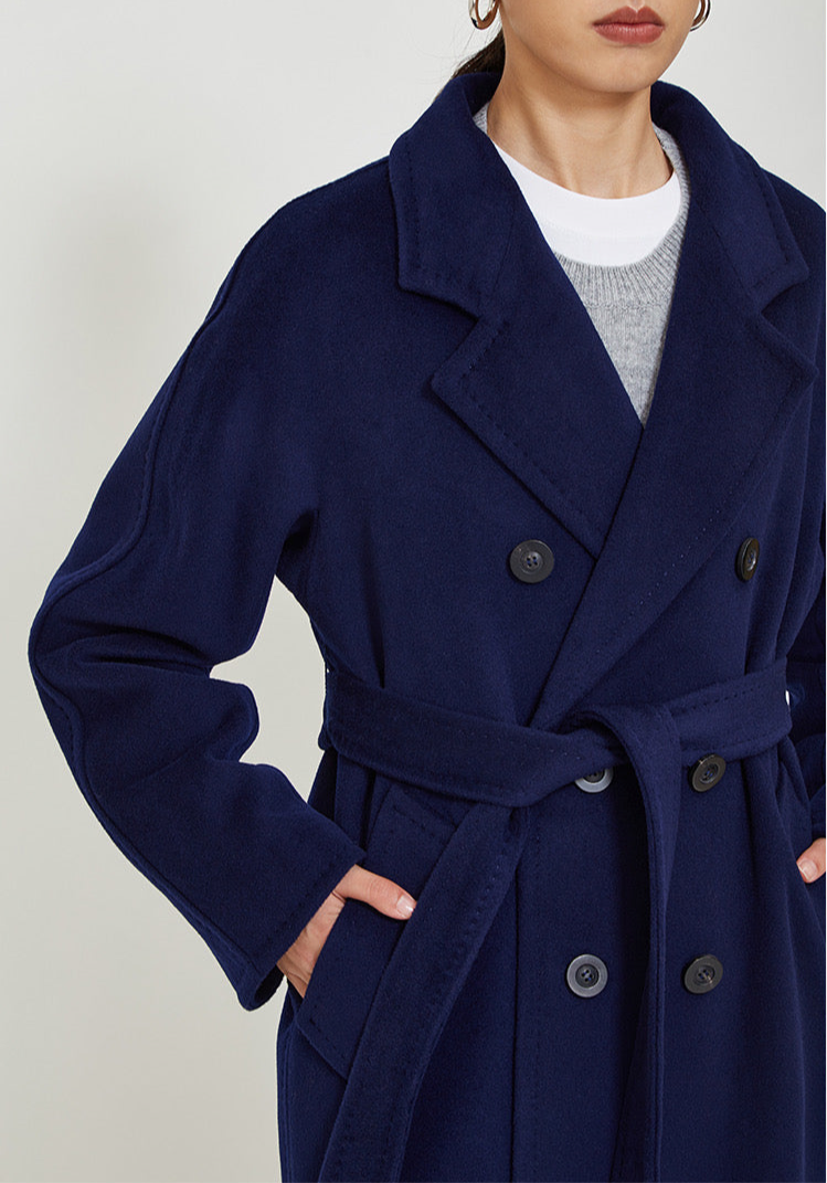 Suri Wool Long Coat #101801 Dark Blue