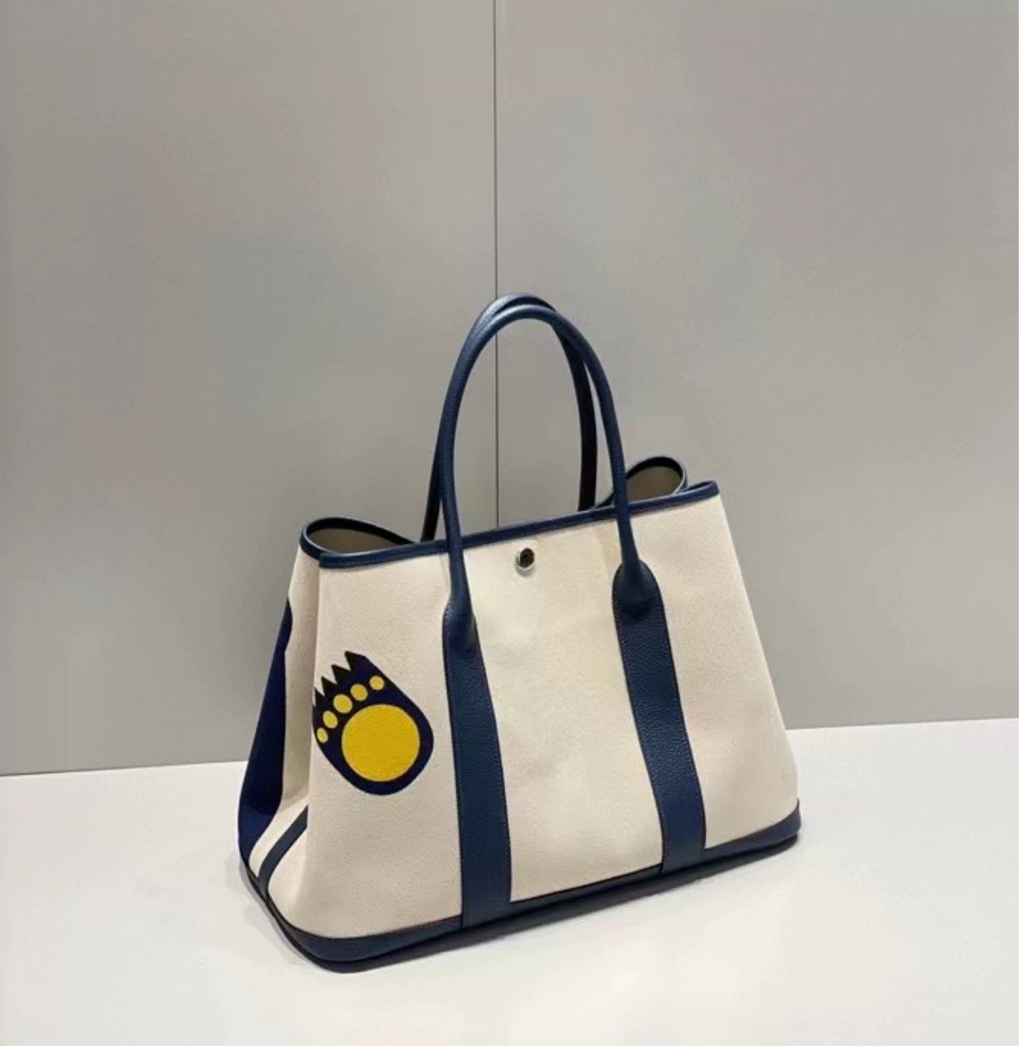 Garden Party Bag Tote Bag “Teddy” Blue/Beige