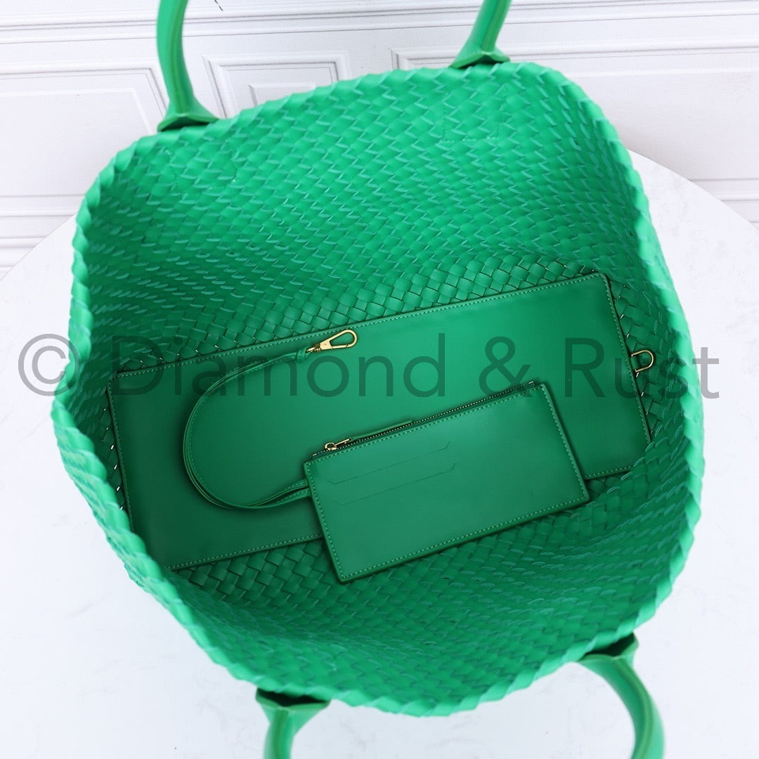 Intrecciato Large Basket Tote Bag #2234A Grass Green