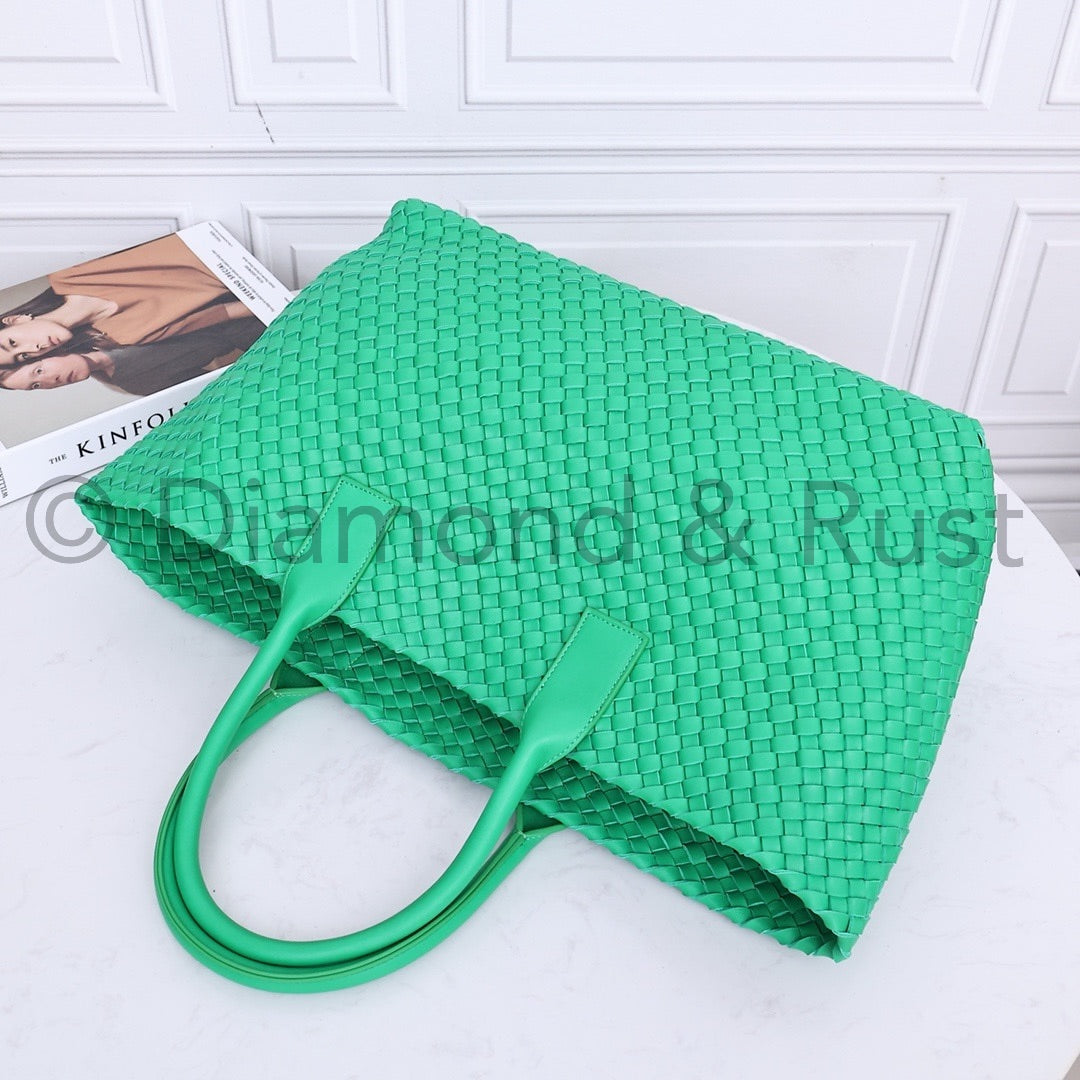 Intrecciato Large Basket Tote Bag #2234A Grass Green