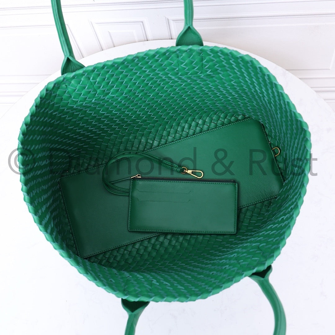 Intrecciato Large Basket Tote Bag #2234A Racing Green