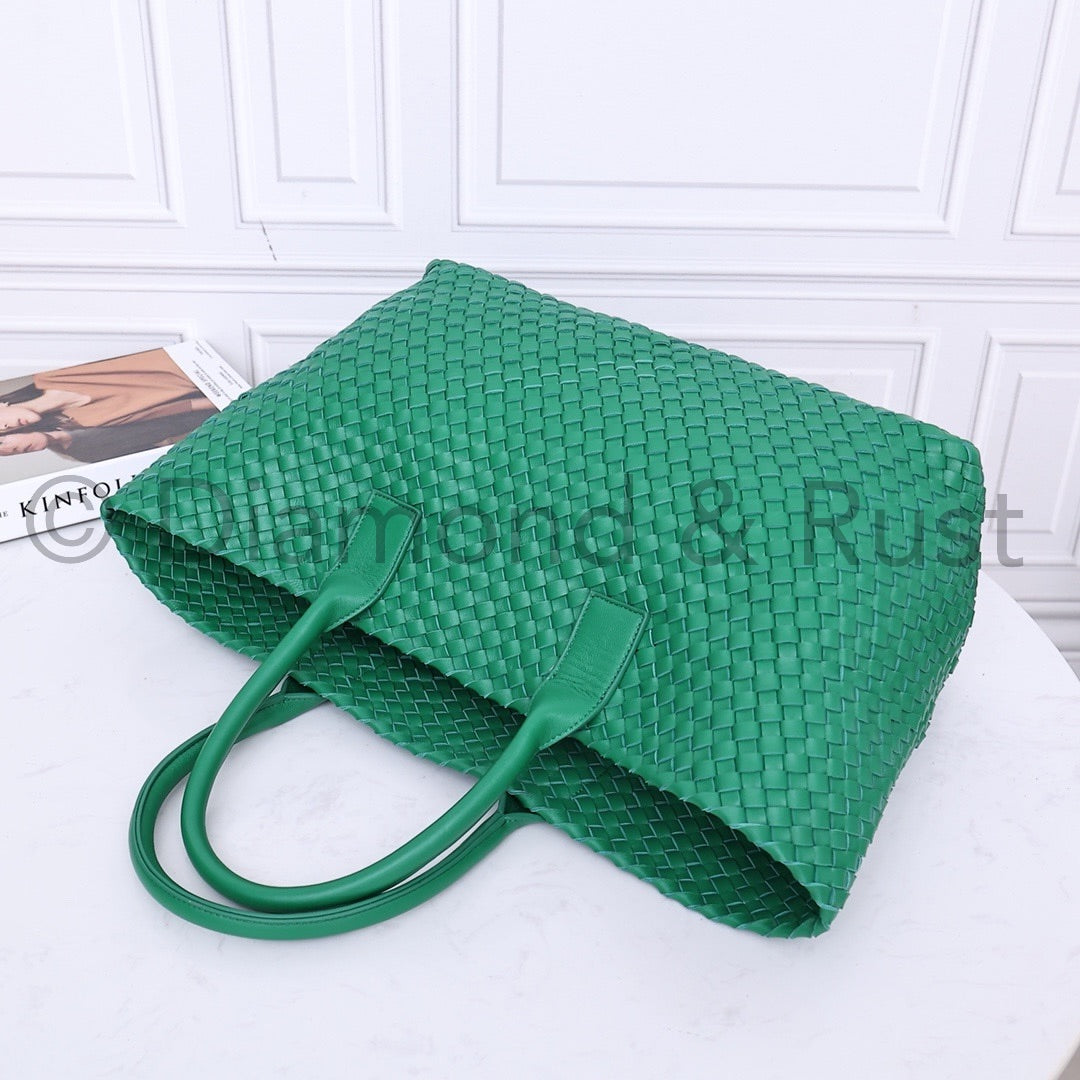 Intrecciato Large Basket Tote Bag #2234A Racing Green