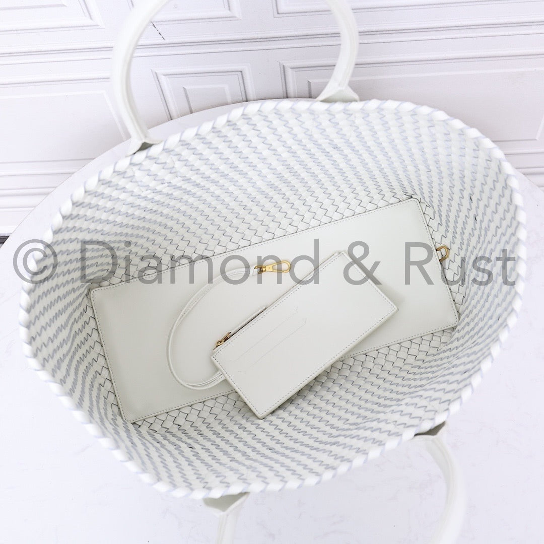 Intrecciato Large Basket Tote Bag #2234A White