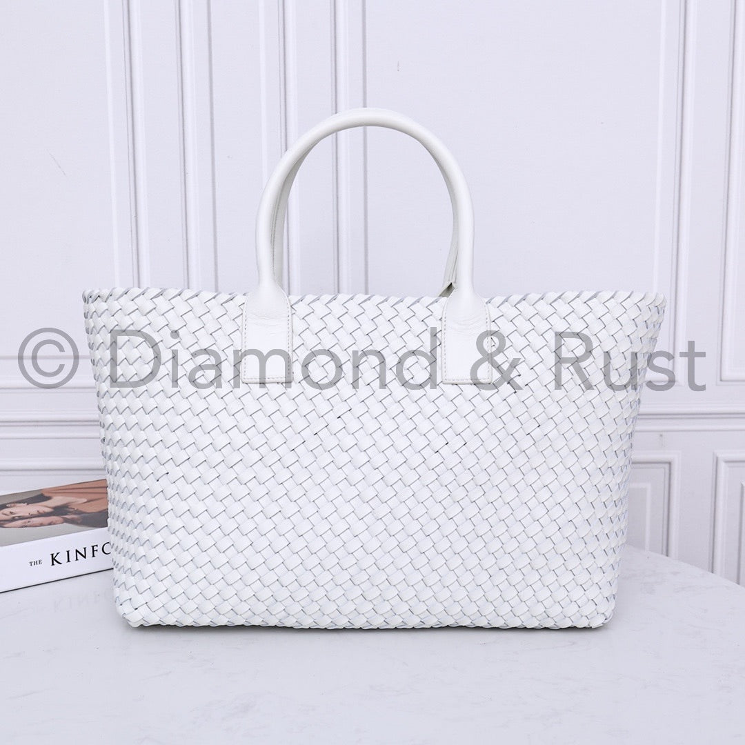 Intrecciato Large Basket Tote Bag #2234A White