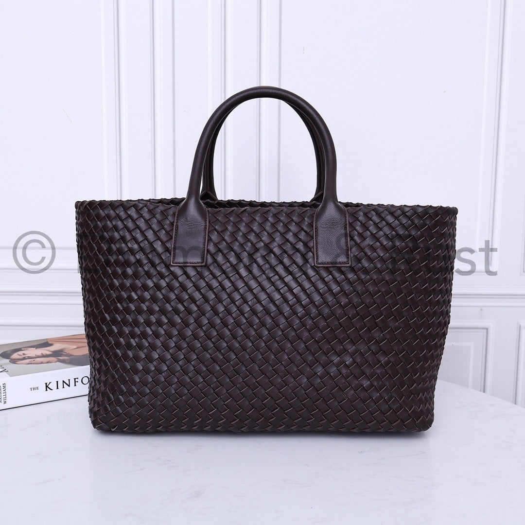 Intrecciato Large Basket Tote Bag #2234A Fondant