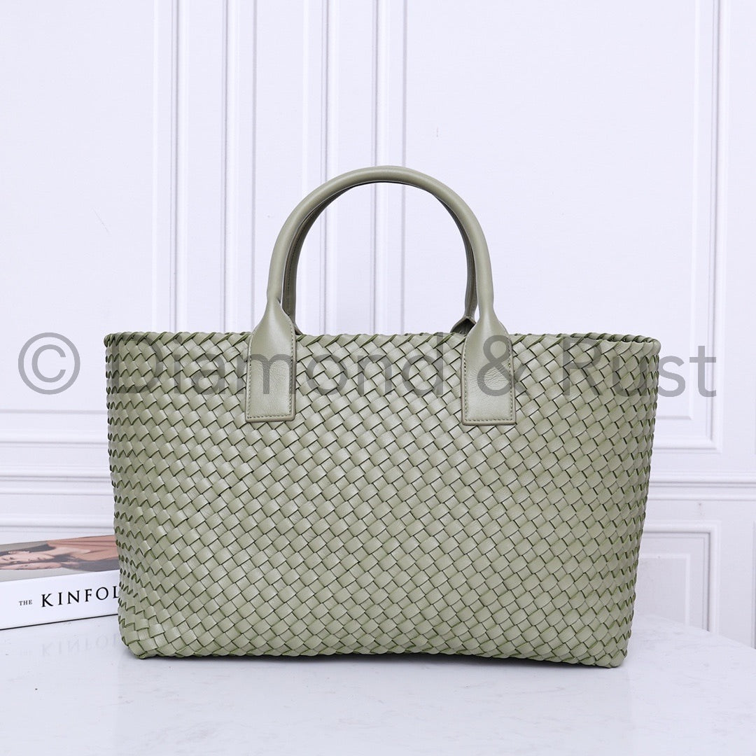 Intrecciato Large Basket Tote Bag #2234A Travertine