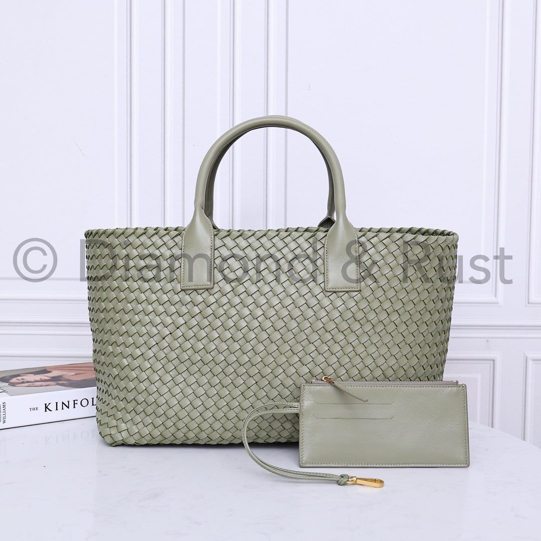 Intrecciato Large Basket Tote Bag #2234A Travertine