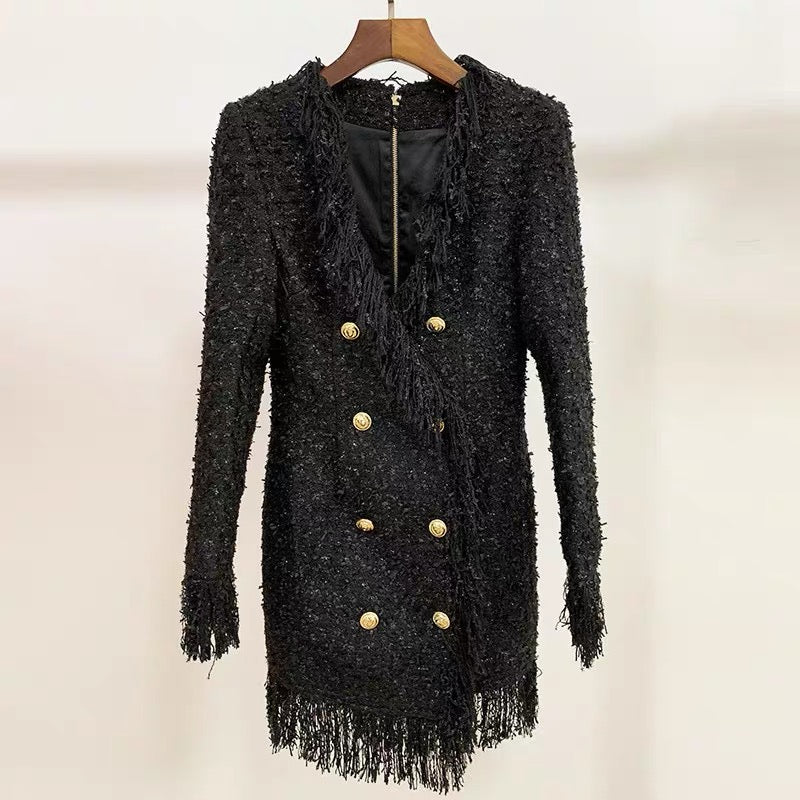 Short Knit Fringe Knit Dress Made to order