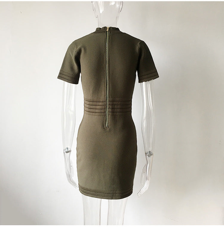 Short V-neck Knit Dress Made to order