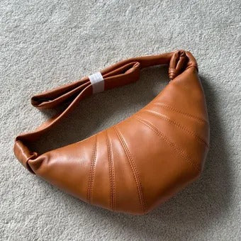 Genuine Full-Grain Sheepskin Croissant Bag Underarm Bag Crescent Shoulder Bag Small Acorn