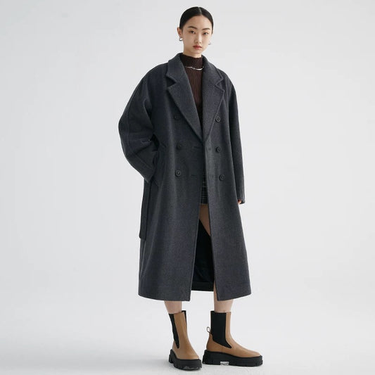 Suri Wool Long Coat #101801 Dark Gray