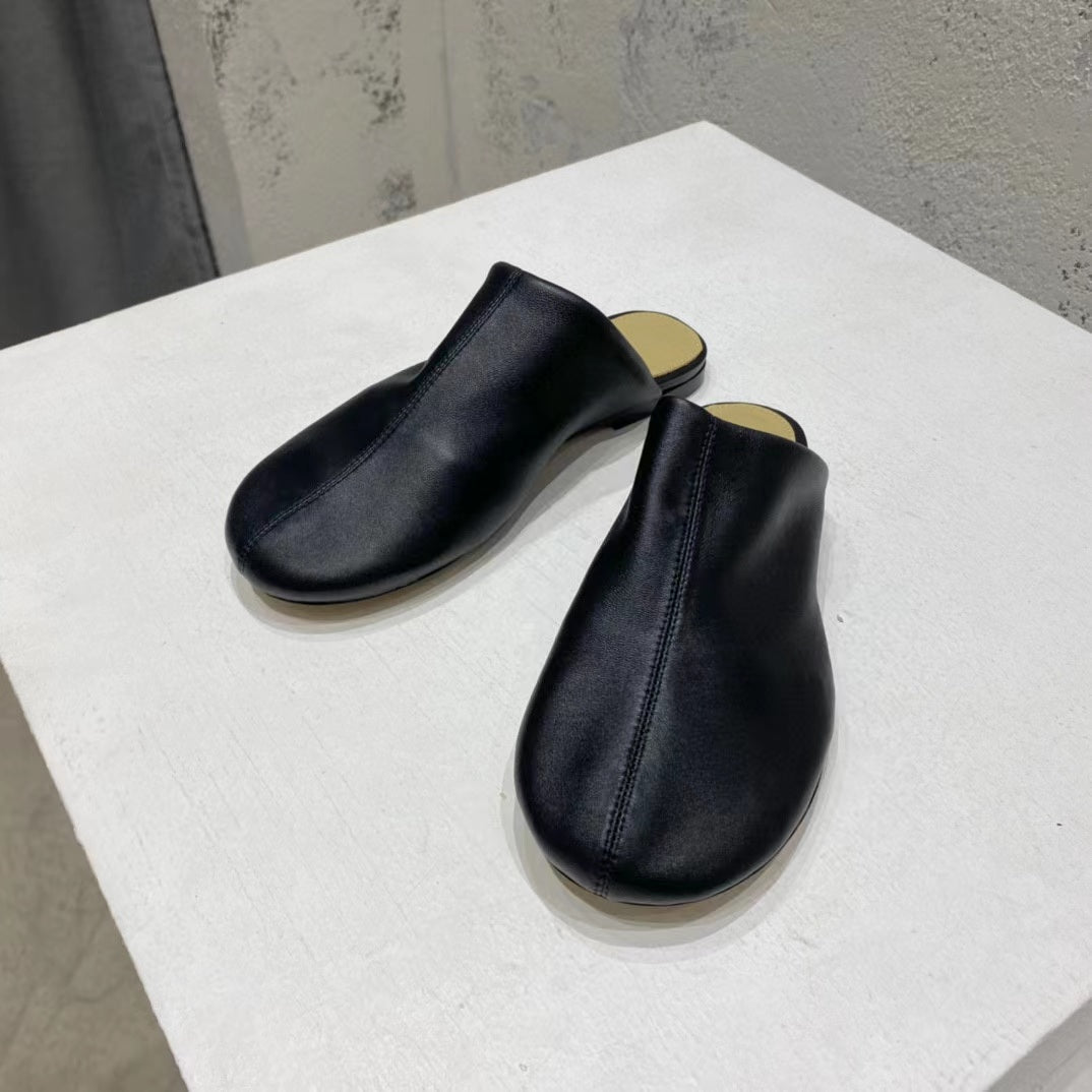 Leather dot sock slipper mule sandal shoes