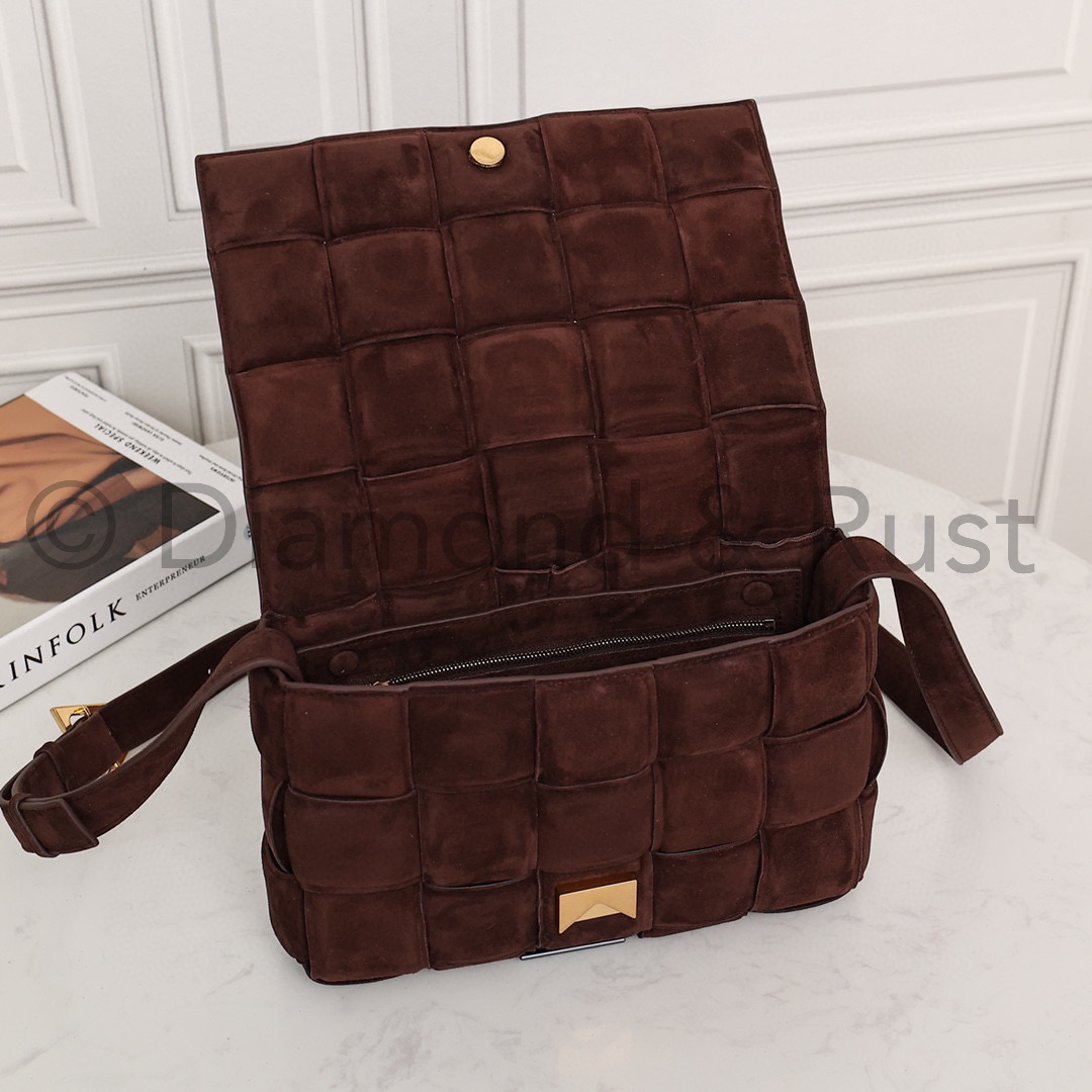 Padded Cassette Bag in Suede #6632A Chocolate