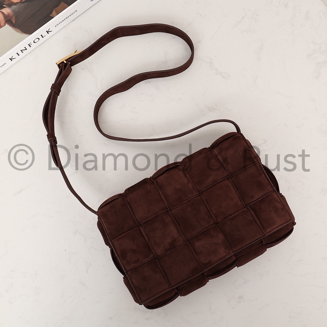 Padded Cassette Bag in Suede #6632A Chocolate