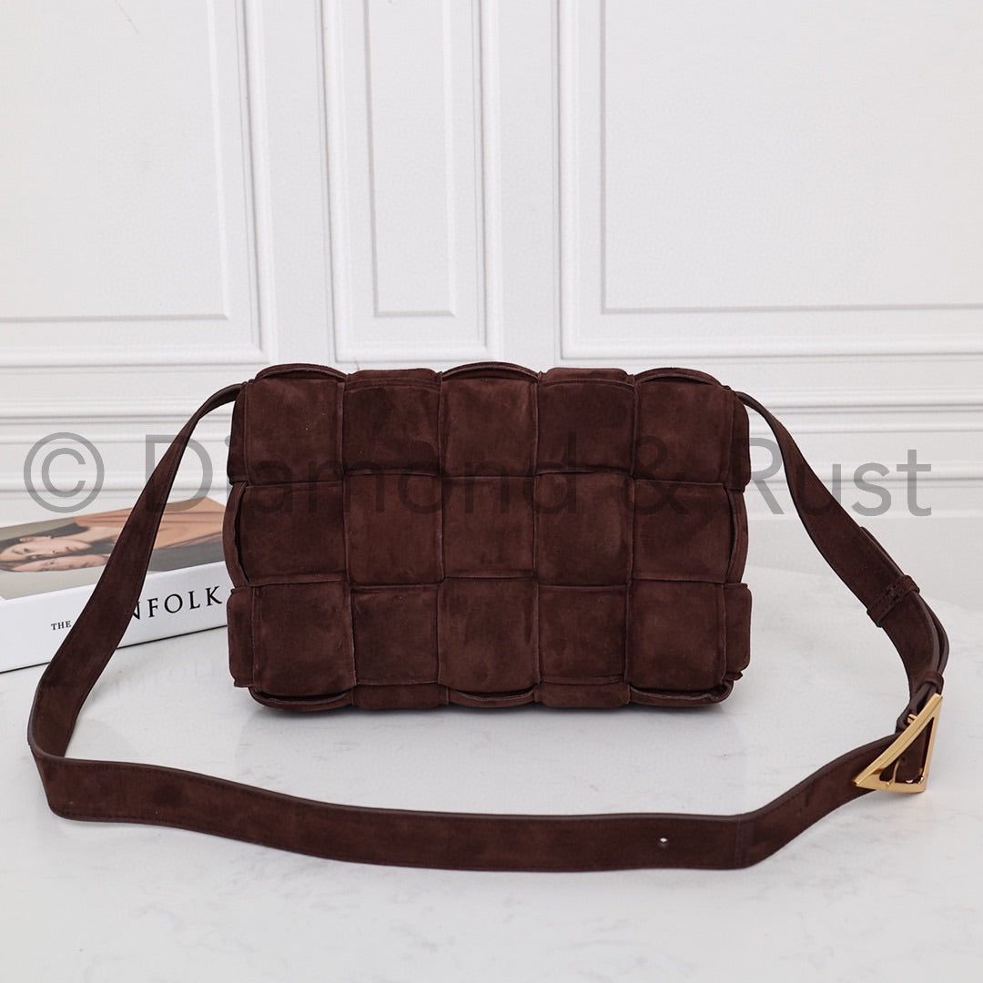 Padded Cassette Bag in Suede #6632A Chocolate