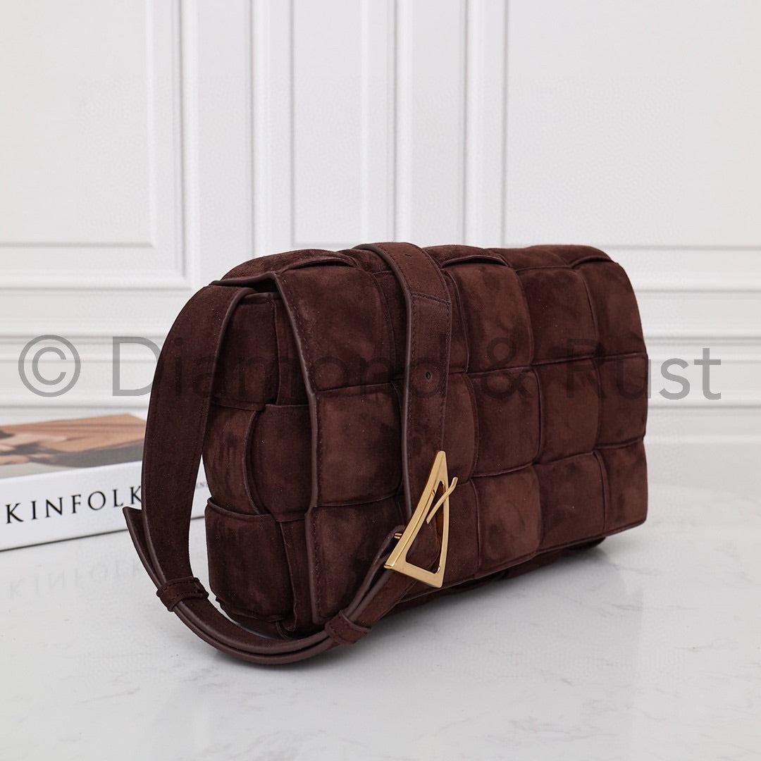 Padded Cassette Bag in Suede #6632A Chocolate