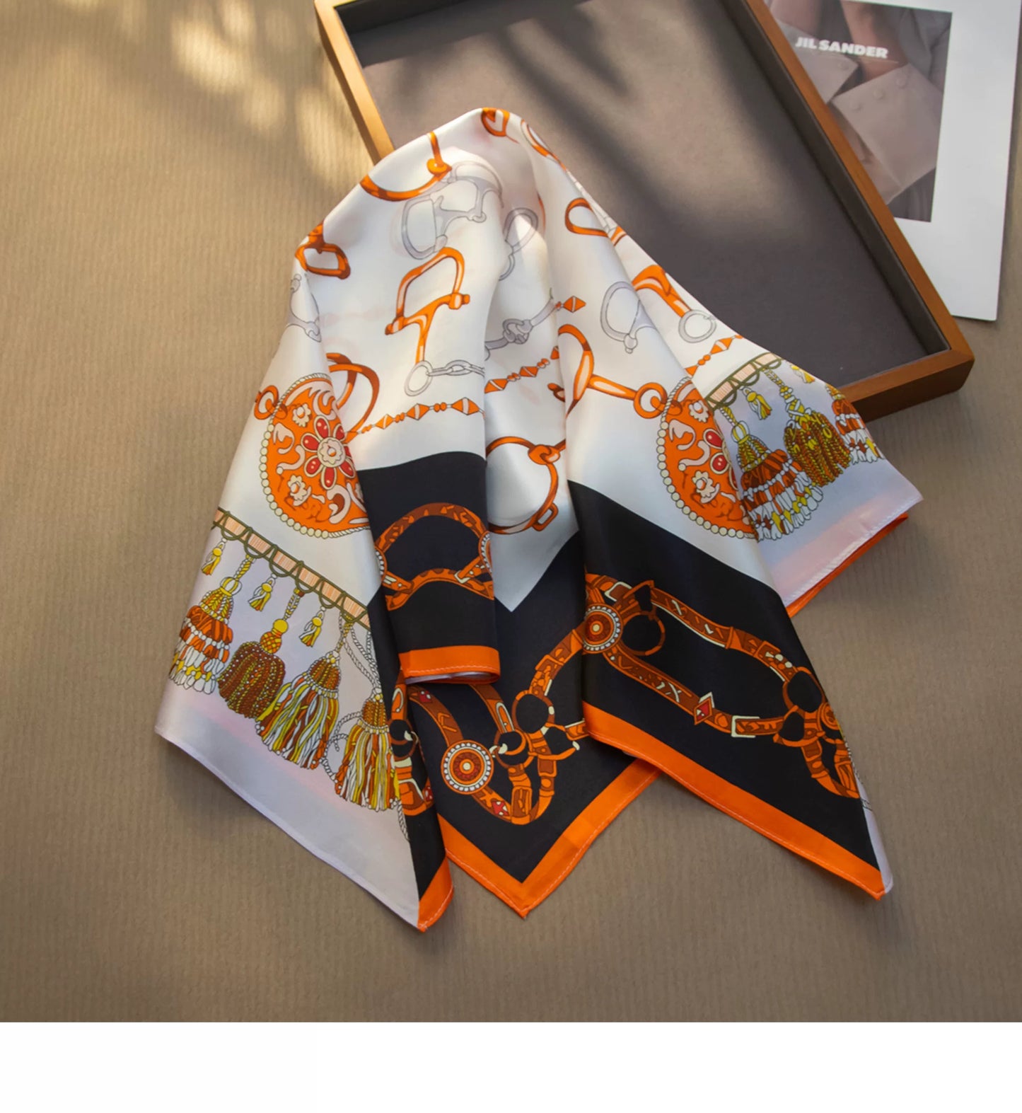 Pure Mulberry Silk Scarf – Lightweight 12 Momme Crepe, 70cm Square