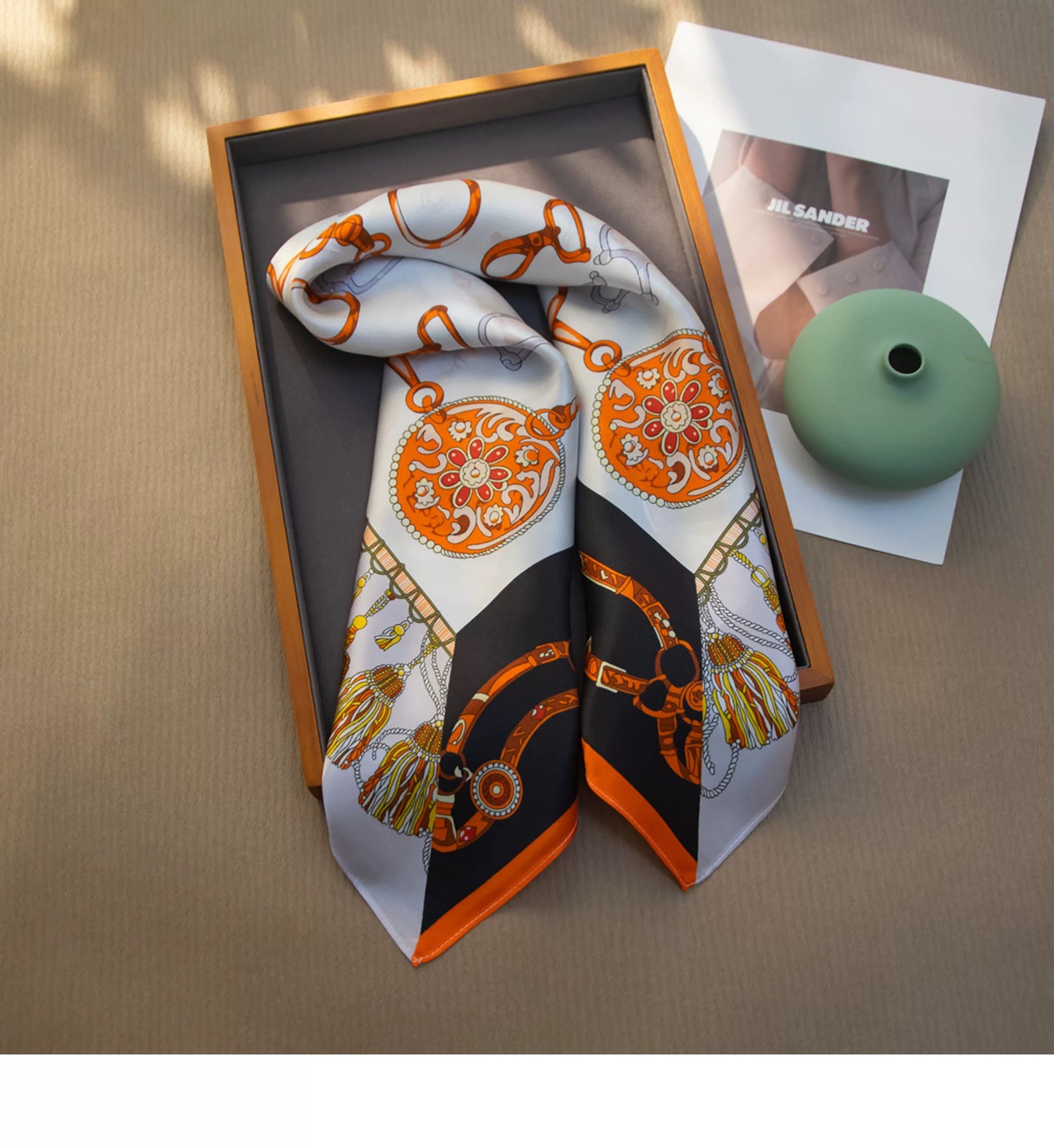 Pure Mulberry Silk Scarf – Lightweight 12 Momme Crepe, 70cm Square