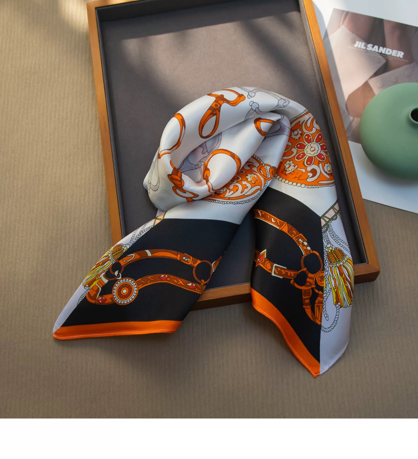 Pure Mulberry Silk Scarf – Lightweight 12 Momme Crepe, 70cm Square