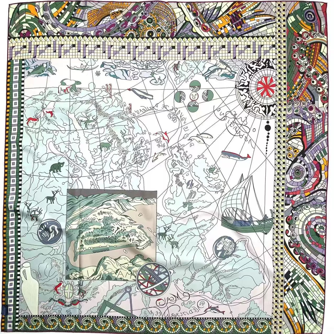Double-Sided Two-Tone Heavy Twill Silk Scarf, 100% Mulberry Silk, 110cm Large Square Wrap Shawl