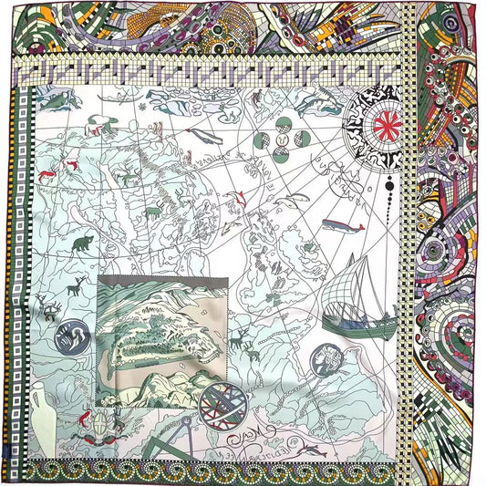 Double-Sided Two-Tone Heavy Twill Silk Scarf, 100% Mulberry Silk, 110cm Large Square Wrap Shawl