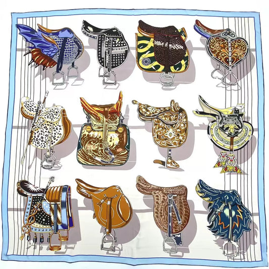Double-Sided Two-Tone Heavy Twill Silk Scarf, 100% Mulberry Silk, 110cm Large Square Wrap Shawl