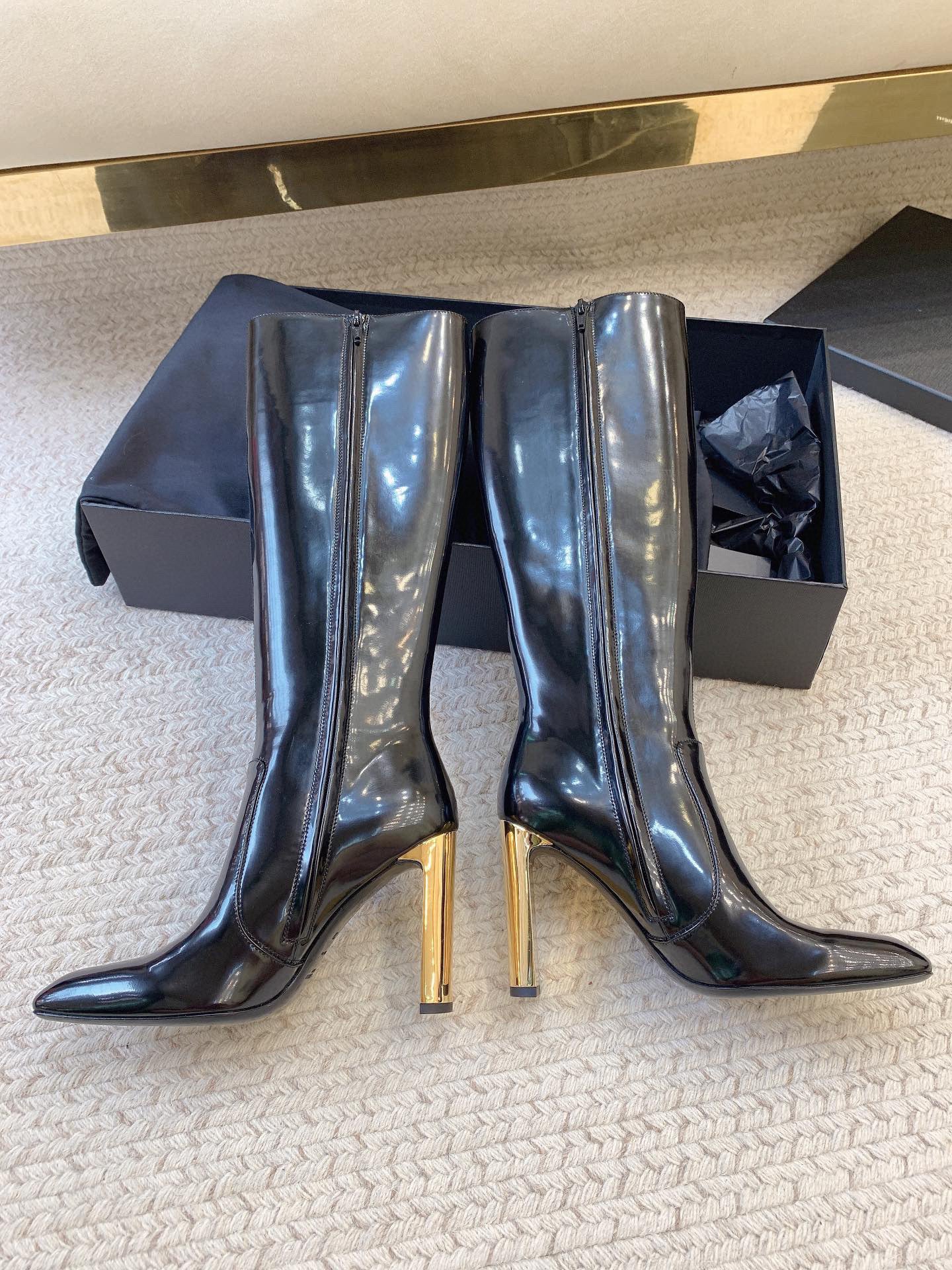 SS24 Metal Heel High Shine Kneel HighBoots