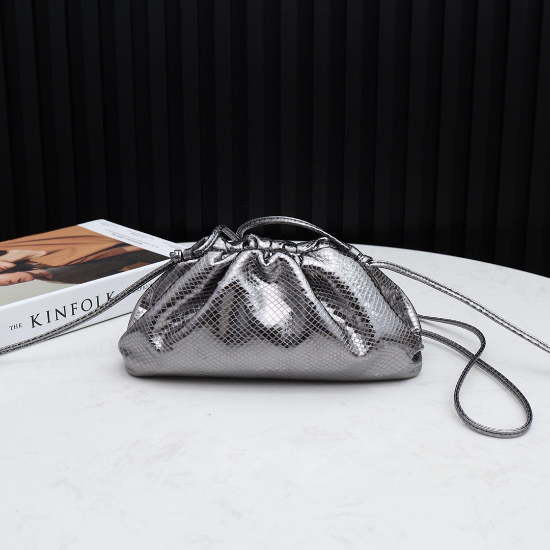 Mini Pouch Bag in Metallica Silver Embossed 9032 -Clearance