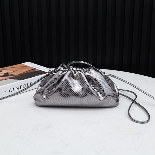 Mini Pouch Bag in Metallica Silver Embossed 9032 -Clearance