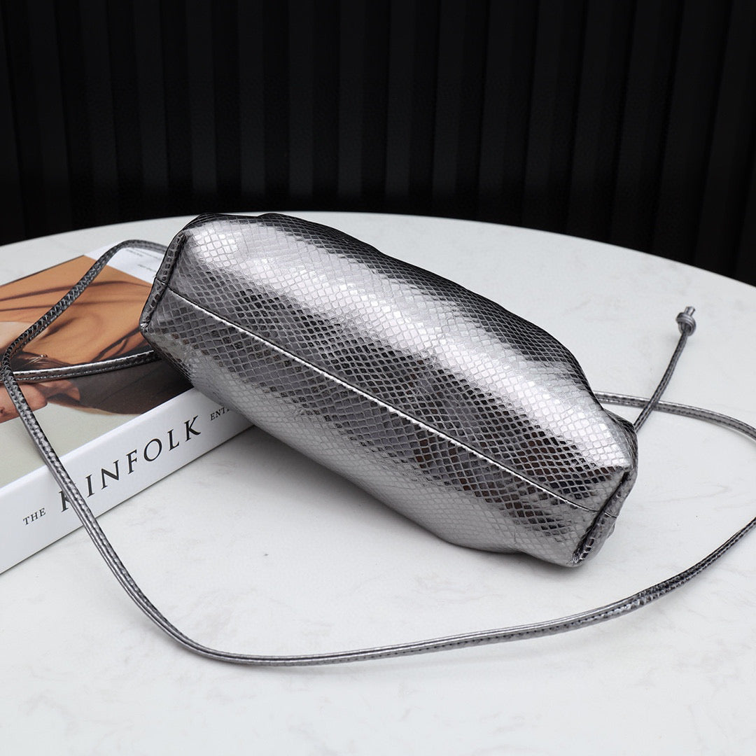 Mini Pouch Bag in Metallica Silver Embossed 9032 -Clearance