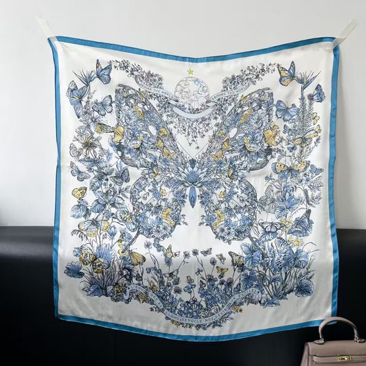 Pure Mulberry Silk Scarf – Lightweight 12 Momme Crepe, 90cm Square