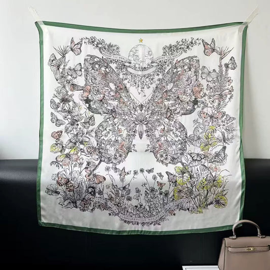 Pure Mulberry Silk Scarf – Lightweight 12 Momme Crepe, 90cm Square
