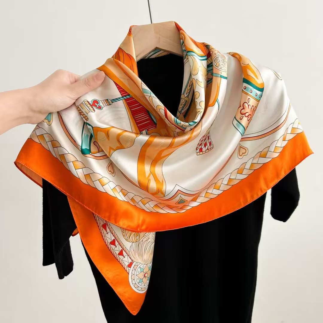 Pure Mulberry Silk Scarf – Lightweight 12 Momme Crepe, 90cm Square