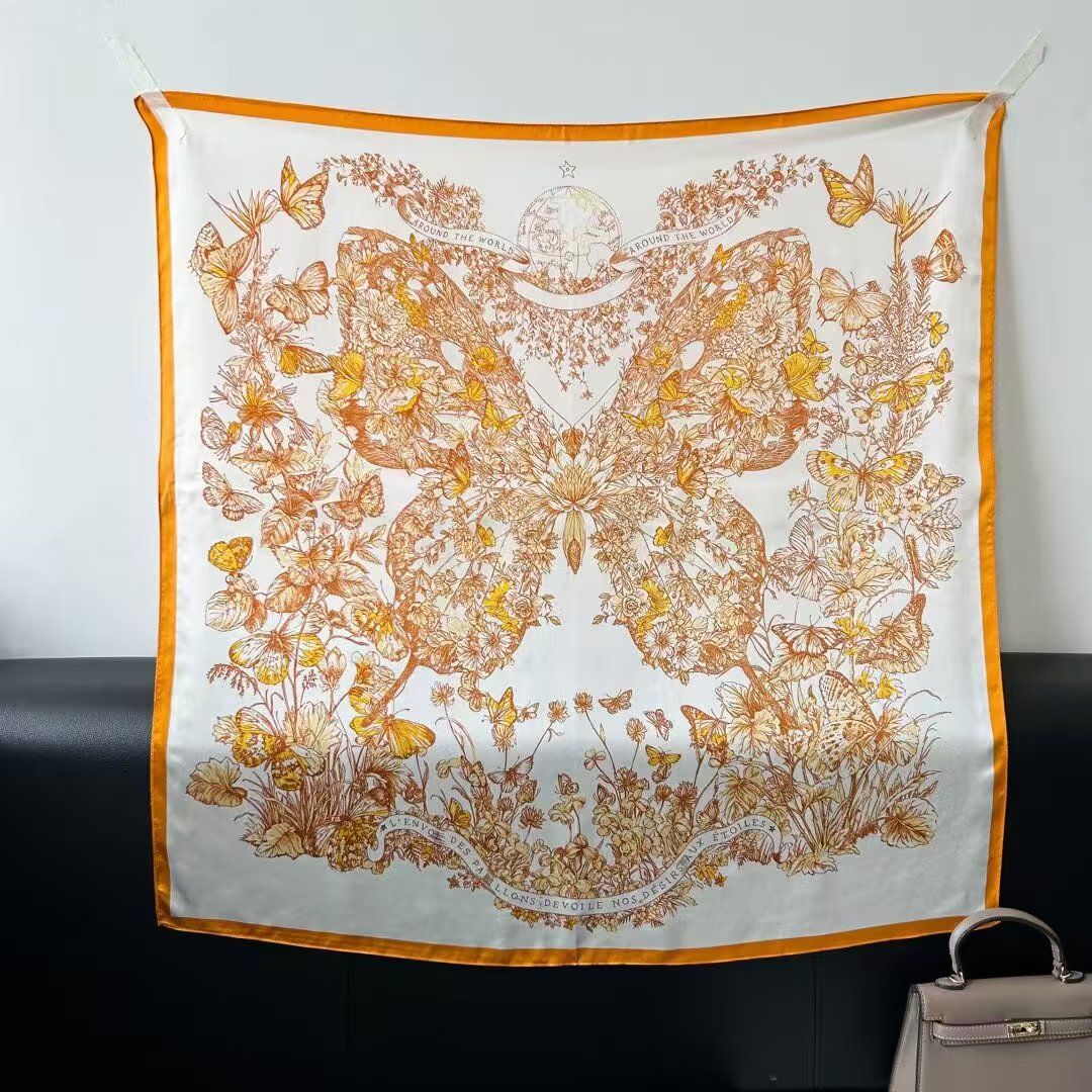 Pure Mulberry Silk Scarf – Lightweight 12 Momme Crepe, 90cm Square