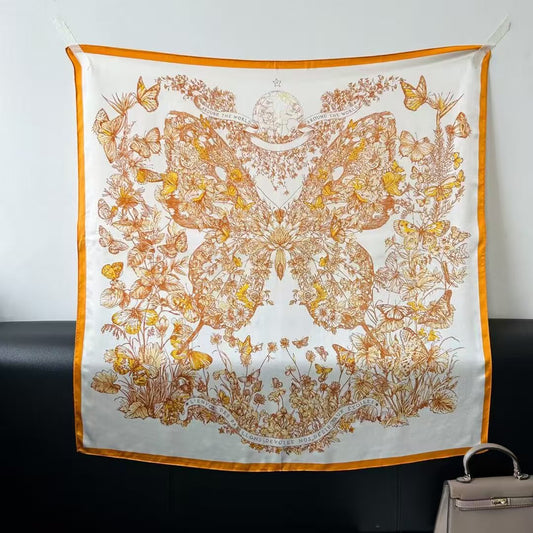 Pure Mulberry Silk Scarf – Lightweight 12 Momme Crepe, 90cm Square