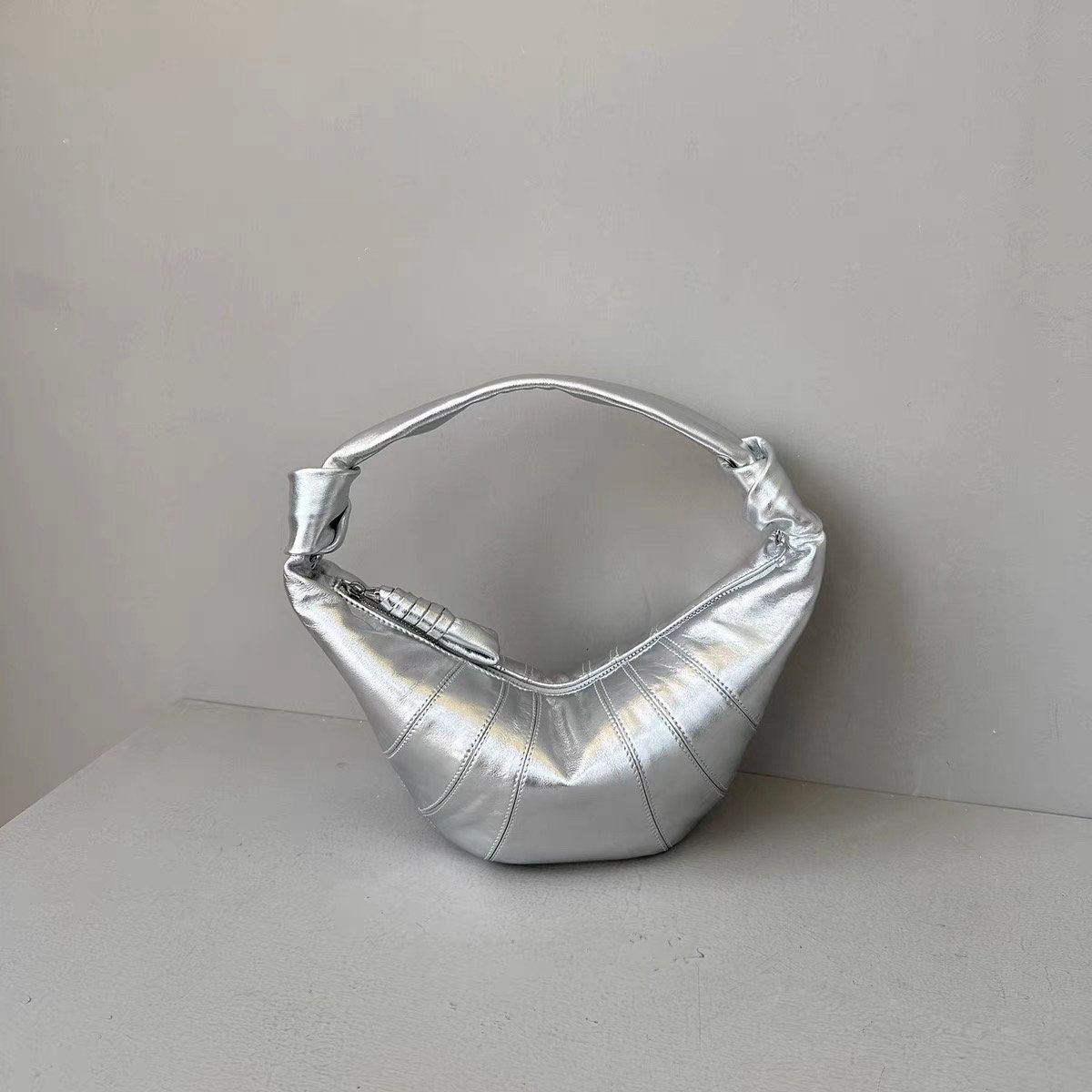 Genuine Full-Grain Sheepskin Croissant Underarm Bag Handbag