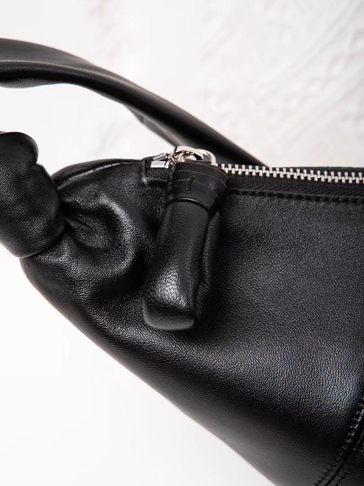 Genuine Full-Grain Sheepskin Croissant Underarm Bag Handbag